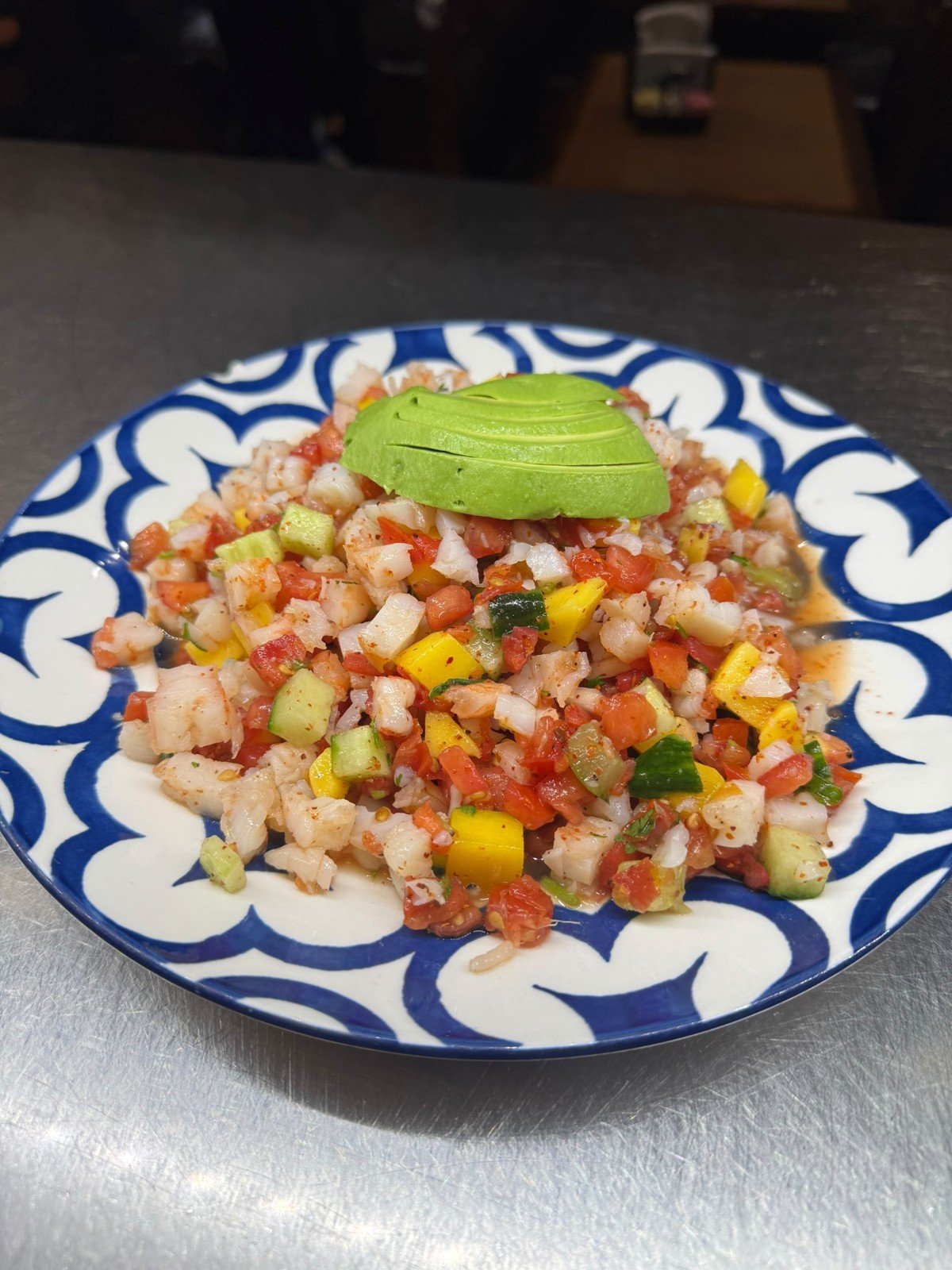 Fresh ceviche with avocado