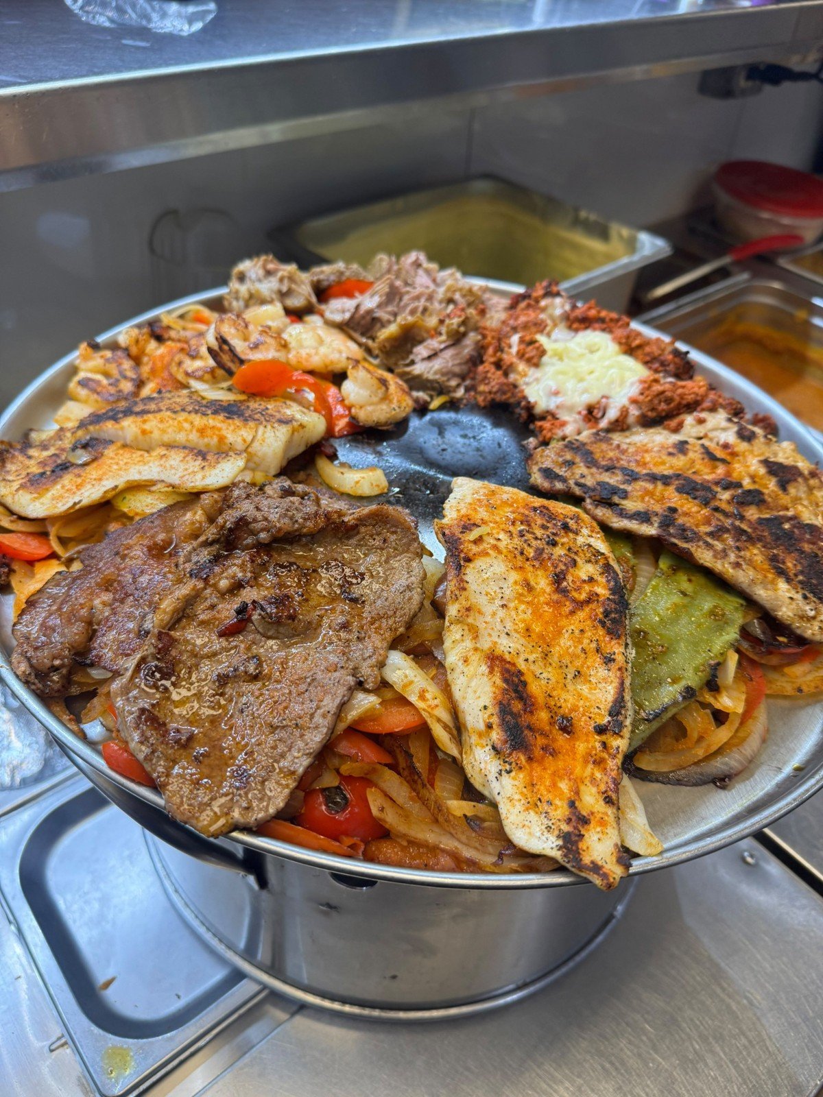 A generous mixed grill platter at Takos Borukas