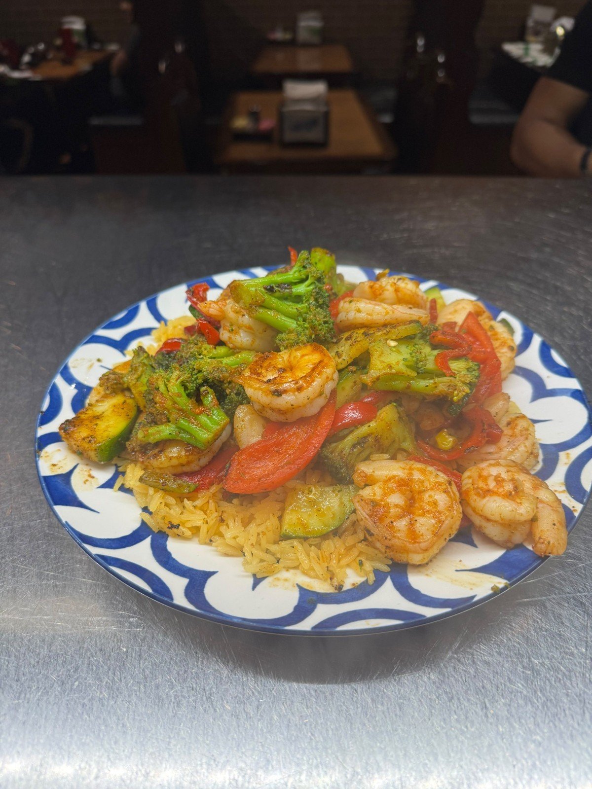 Shrimp and rice platter